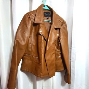 Plus Size Faux Leather Moto Jacket